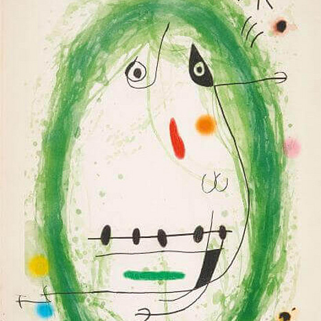 Juan Miró Art Kunst Gesicht grüne Farbe der Ausgestossene
