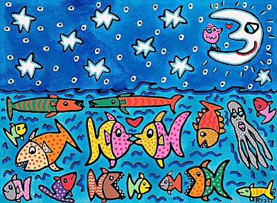 James Rizzi - The stars - the moon and the fish in the sea