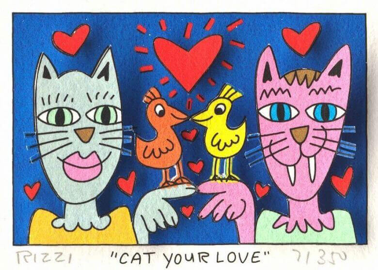 james rizzi art kunst walentowski cat love katzenliebe