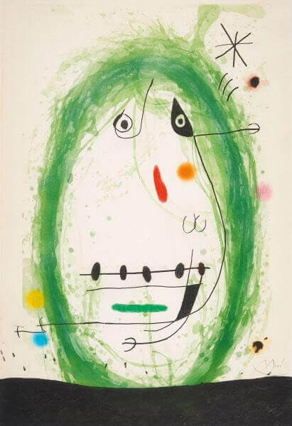 Juan Miró Art Kunst Gesicht grüne Farbe der Ausgestossene